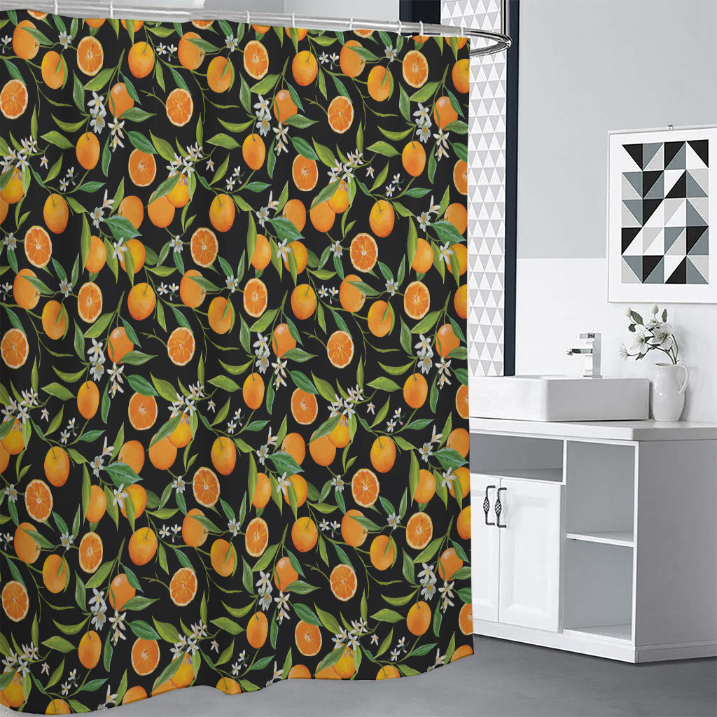Orange Fruit Pattern Print Shower Curtain