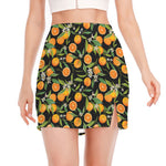 Orange Fruit Pattern Print Side Slit Mini Skirt