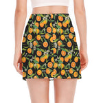 Orange Fruit Pattern Print Side Slit Mini Skirt