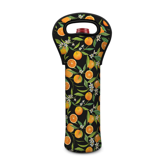 Orange Fruit Pattern Print Single Neoprene Wine Tote
