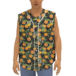 Orange Fruit Pattern Print Sleeveless Baseball Jersey