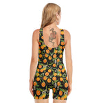 Orange Fruit Pattern Print Sleeveless One Piece Swimsuit