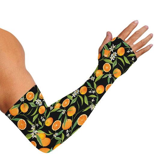 Orange Fruit Pattern Print Sun Protection Arm Sleeves