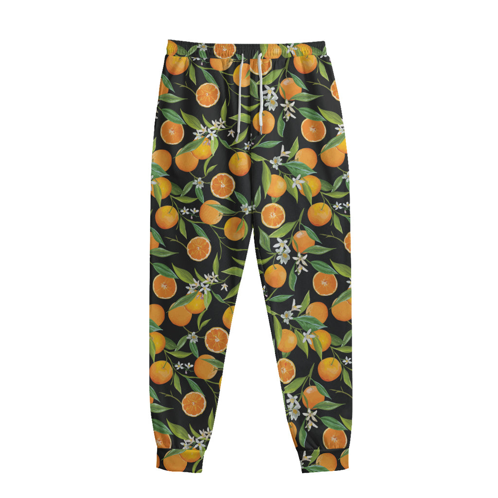 Orange Fruit Pattern Print Sweatpants