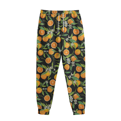 Orange Fruit Pattern Print Sweatpants