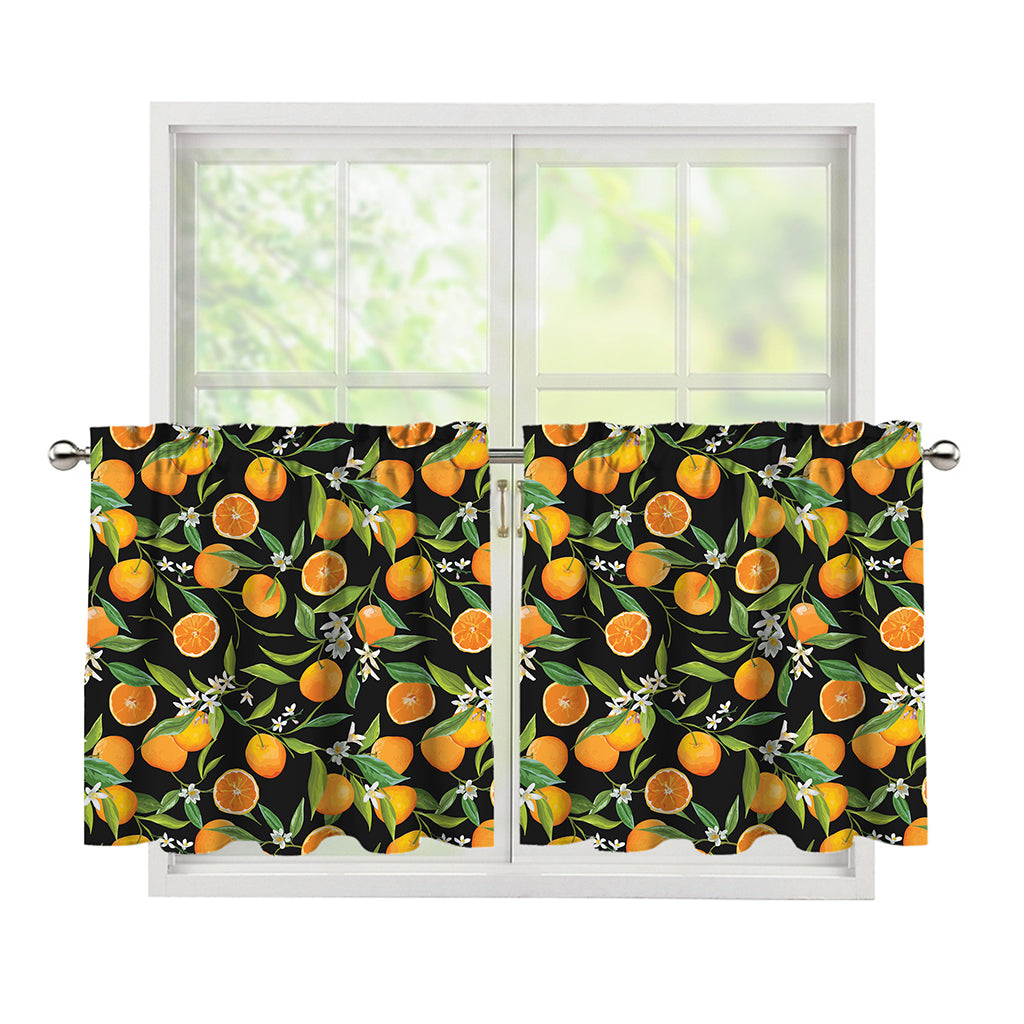 Orange Fruit Pattern Print Tier Curtains