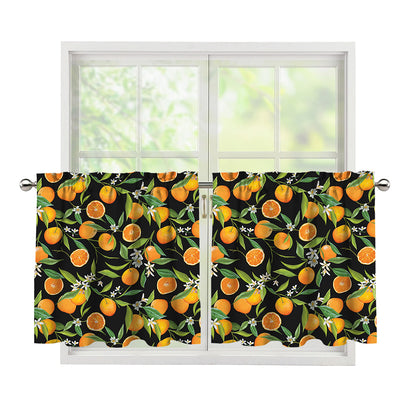 Orange Fruit Pattern Print Tier Curtains