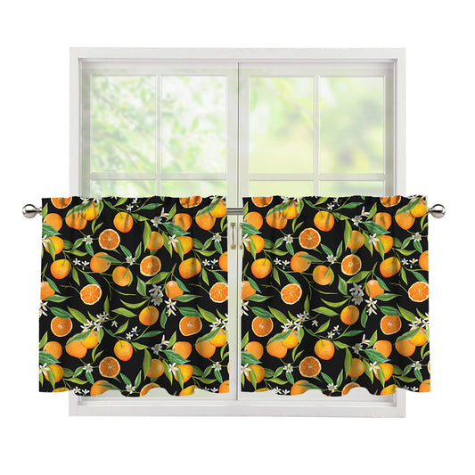 Orange Fruit Pattern Print Tier Curtains