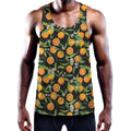 Orange Fruit Pattern Print Men's Workout Tank Top