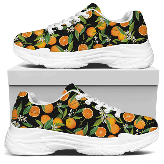 Orange Fruit Pattern Print White Chunky Shoes