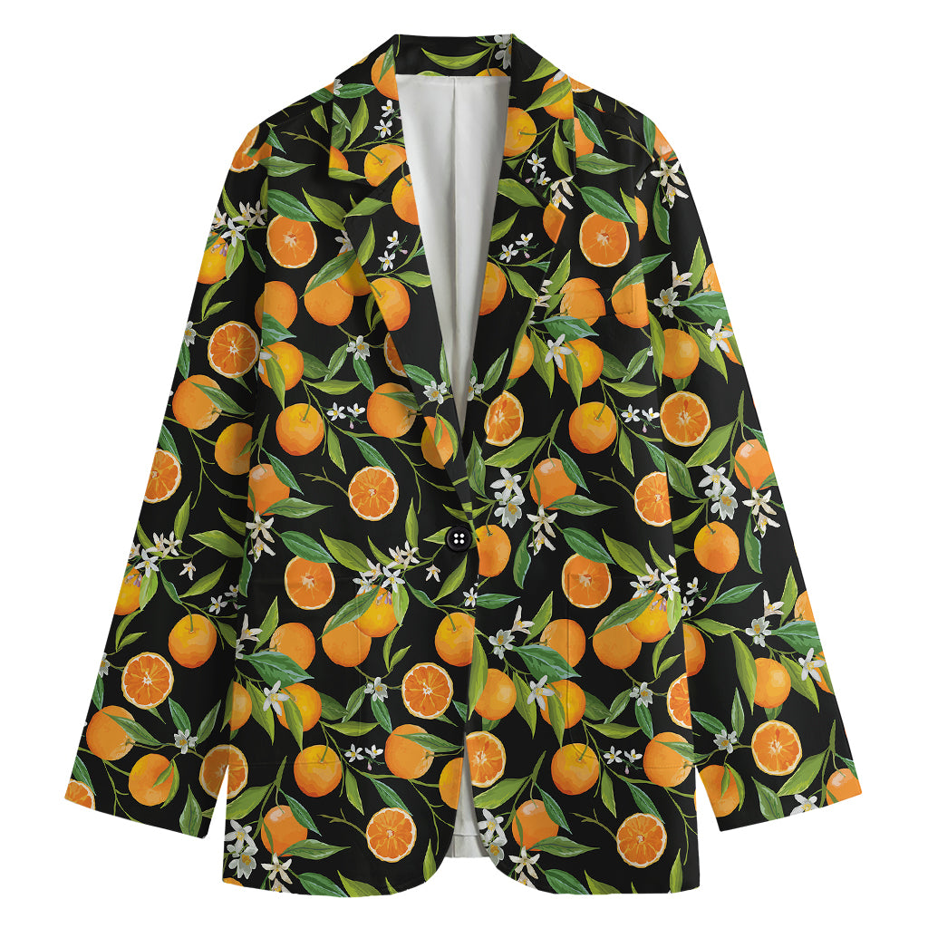 Orange Fruit Pattern Print Women's Blazer