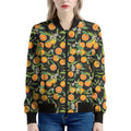 Orange Fruit Pattern Print Women's Bomber Jacket