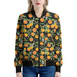 Orange Fruit Pattern Print Women's Bomber Jacket