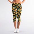 Orange Fruit Pattern Print Women's Capri Leggings