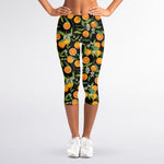 Orange Fruit Pattern Print Women's Capri Leggings