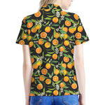 Orange Fruit Pattern Print Women's Polo Shirt