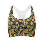 Orange Fruit Pattern Print Women's Sports Bra