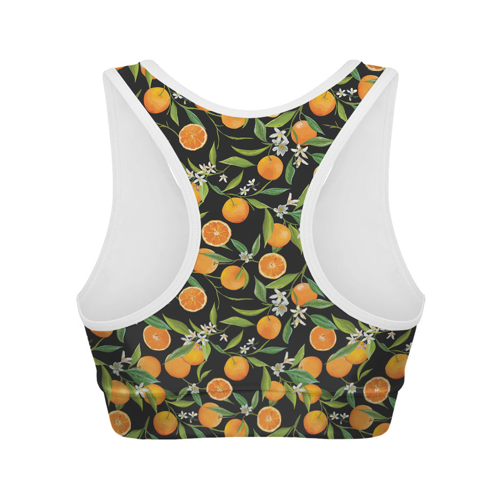 Orange Fruit Pattern Print Women's Sports Bra