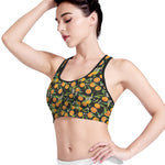 Orange Fruit Pattern Print Women's Sports Bra