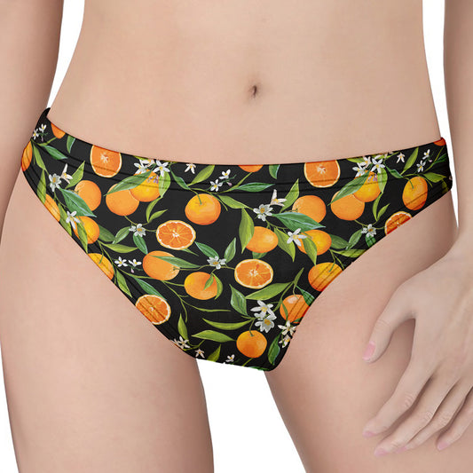 Orange Fruit Pattern Print Women's Thong