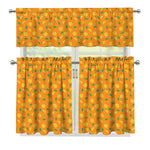 Orange Fruit Slices Pattern Print 3 Piece Kitchen Curtains