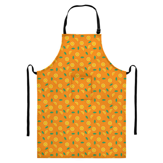 Orange Fruit Slices Pattern Print Bib Apron With Pocket