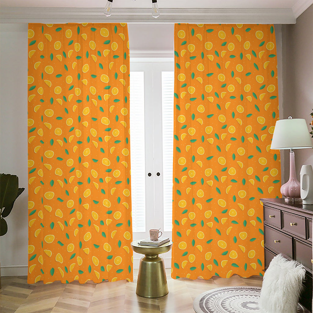 Orange Fruit Slices Pattern Print Blackout Pencil Pleat Curtains