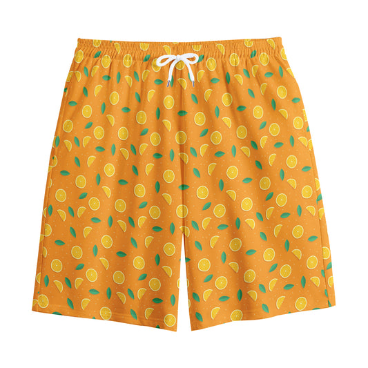 Orange Fruit Slices Pattern Print Cotton Shorts