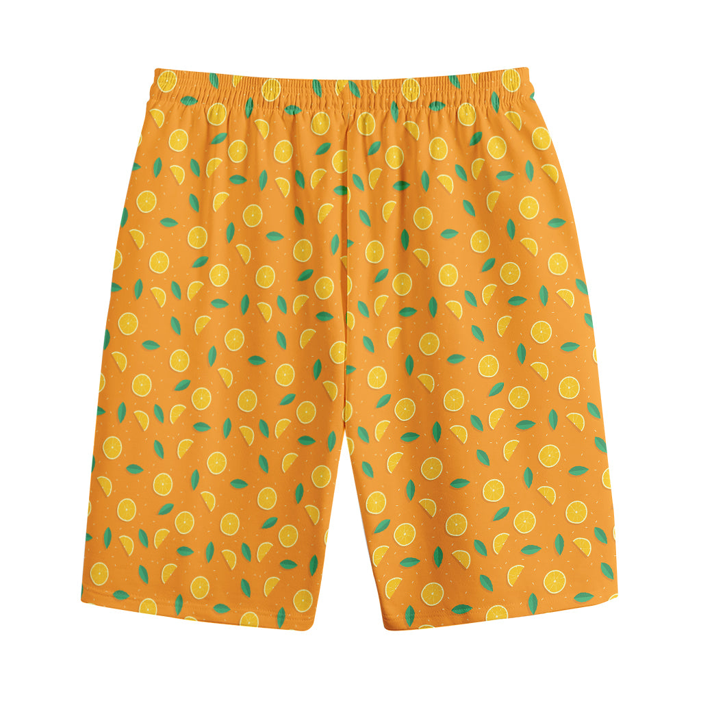 Orange Fruit Slices Pattern Print Cotton Shorts