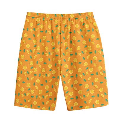 Orange Fruit Slices Pattern Print Cotton Shorts