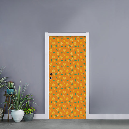 Orange Fruit Slices Pattern Print Door Sticker