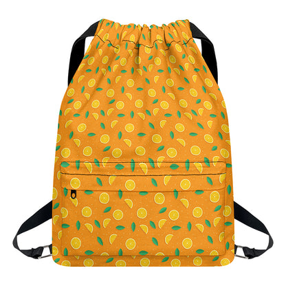 Orange Fruit Slices Pattern Print Drawstring Backpack
