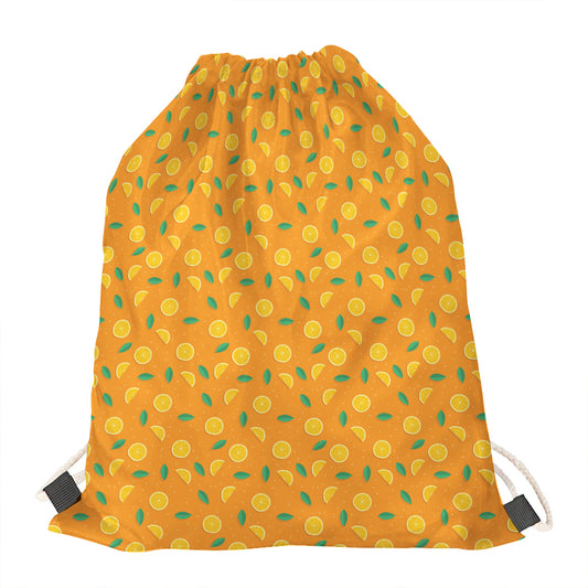 Orange Fruit Slices Pattern Print Drawstring Bag