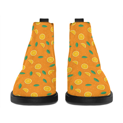 Orange Fruit Slices Pattern Print Flat Ankle Boots