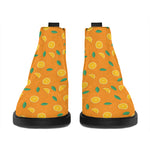 Orange Fruit Slices Pattern Print Flat Ankle Boots
