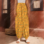 Orange Fruit Slices Pattern Print Harem Pants