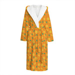 Orange Fruit Slices Pattern Print Hooded Bathrobe
