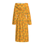 Orange Fruit Slices Pattern Print Hooded Bathrobe