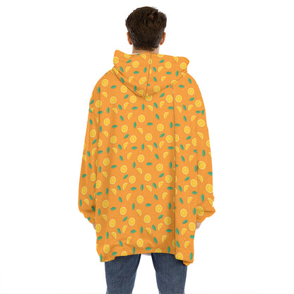 Orange Fruit Slices Pattern Print Hoodie Blanket