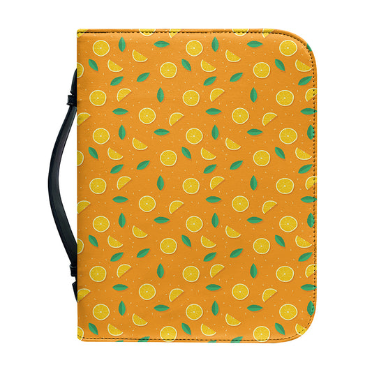 Orange Fruit Slices Pattern Print Leather Bible Cover