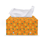 Orange Fruit Slices Pattern Print Leather Tissue Box Cover