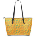 Orange Fruit Slices Pattern Print Leather Tote Bag With Zipper