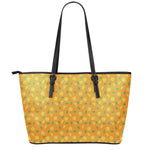 Orange Fruit Slices Pattern Print Leather Tote Bag