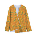 Orange Fruit Slices Pattern Print Long Sleeve Short Coat