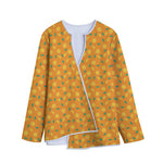 Orange Fruit Slices Pattern Print Long Sleeve Short Coat
