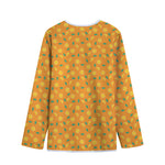 Orange Fruit Slices Pattern Print Long Sleeve Short Coat
