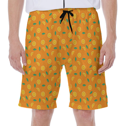 Orange Fruit Slices Pattern Print Men's Beach Shorts