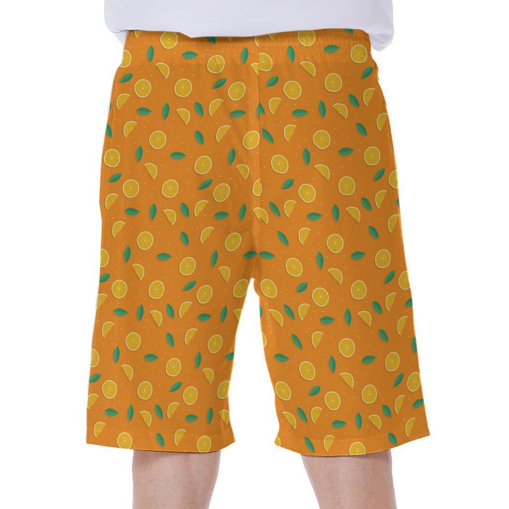 Orange Fruit Slices Pattern Print Men's Beach Shorts