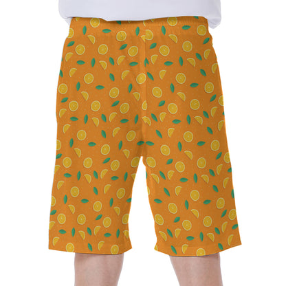 Orange Fruit Slices Pattern Print Men's Beach Shorts