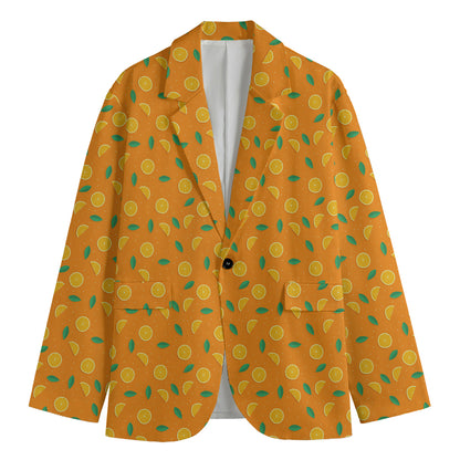 Orange Fruit Slices Pattern Print Men's Blazer